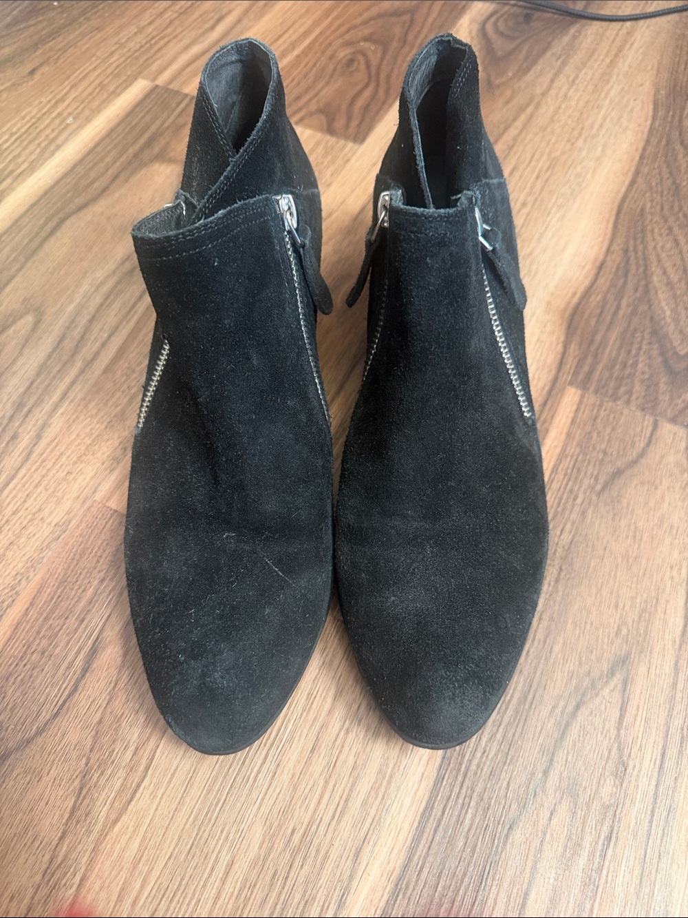 Vaneli Black Suede Ankle Booties with Side Zips